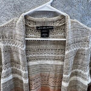 United States Sweaters Womens PM Petite Medium Cardigan Open Front Striped Boho